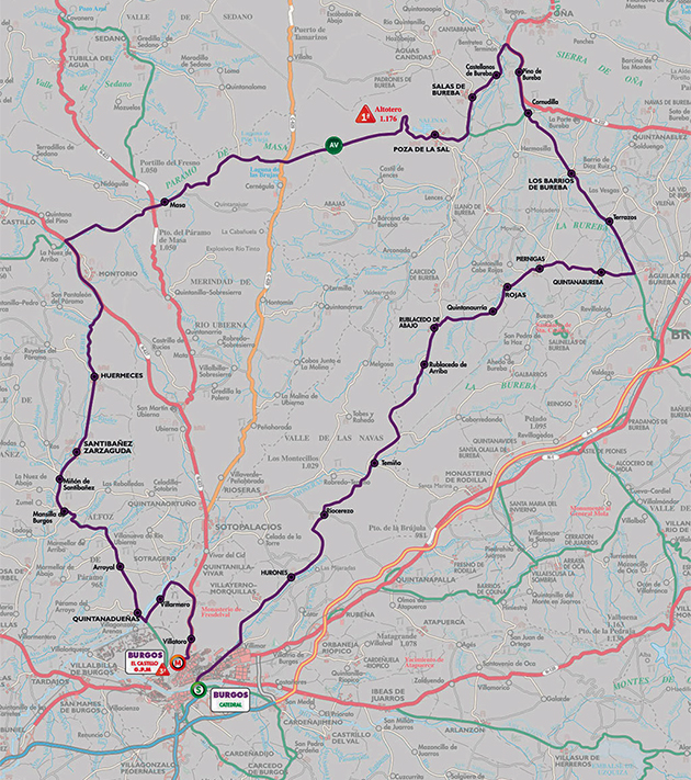 2020 Vuelta a Burgos stage 1 map
